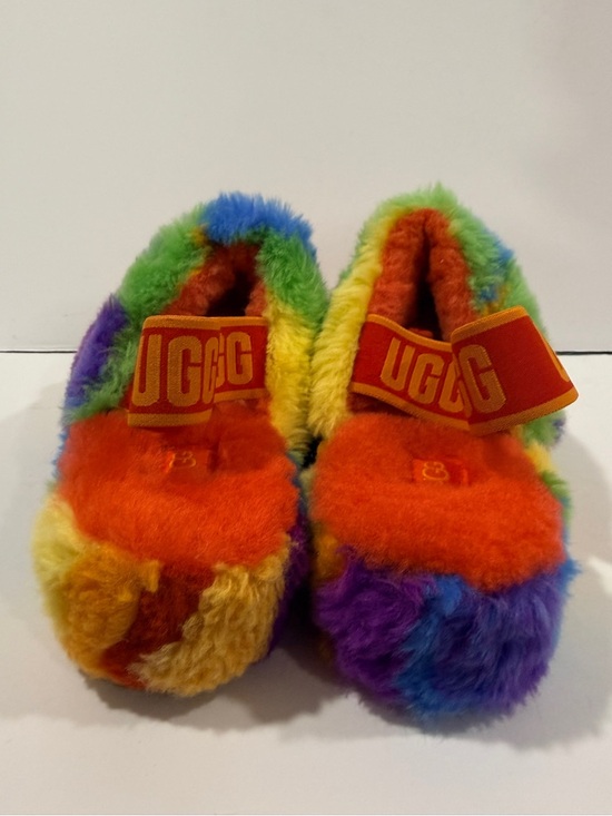 UGG Fluff Yeah Slide Rainbow Multi Color Shearling Slingback Sandal Size 7 Women - Picture 5 of 11